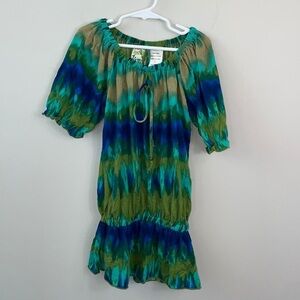Kyut Tie dyed peplum peasant blouse women size small